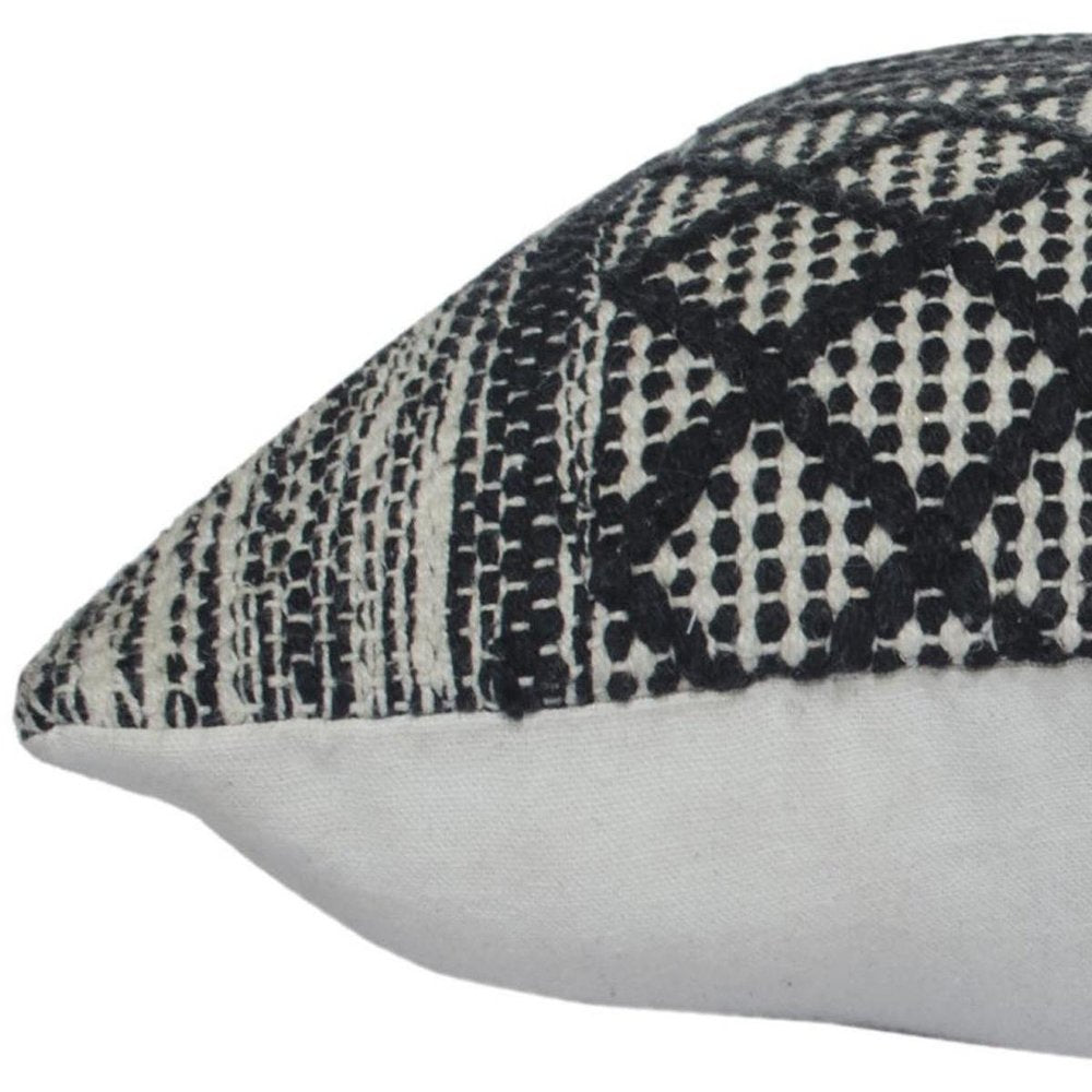 20" Gray And Black Geometric Cotton Throw Pillow