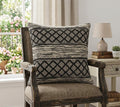 20" Gray And Black Geometric Cotton Throw Pillow