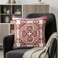 20" X 20" Red White Purple And Pink 100% Cotton Geometric Zippered Pillow
