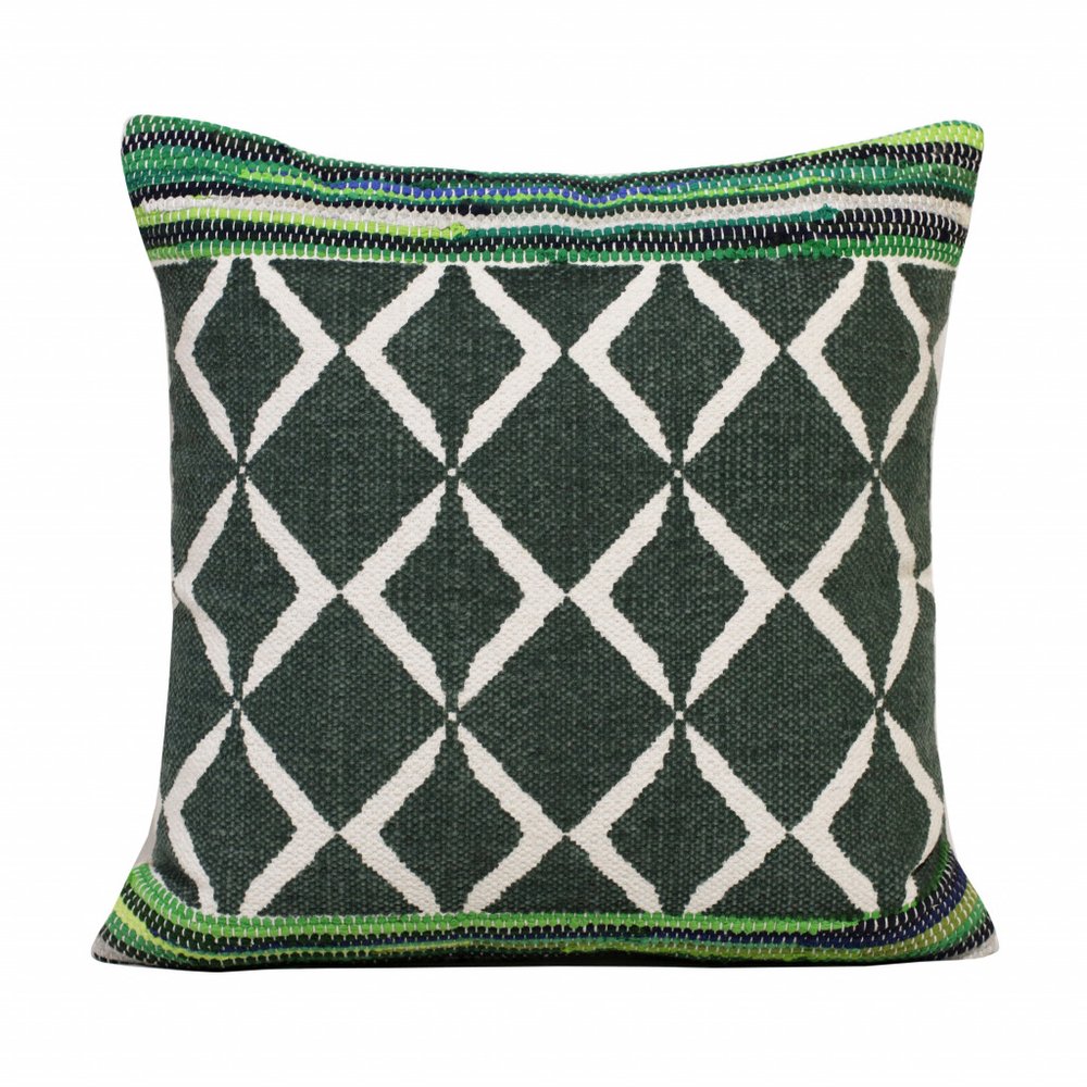 20" Blue and Green Throw Pillow