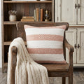 20" Orange And White Geo Striped Cotton Throw Pillow