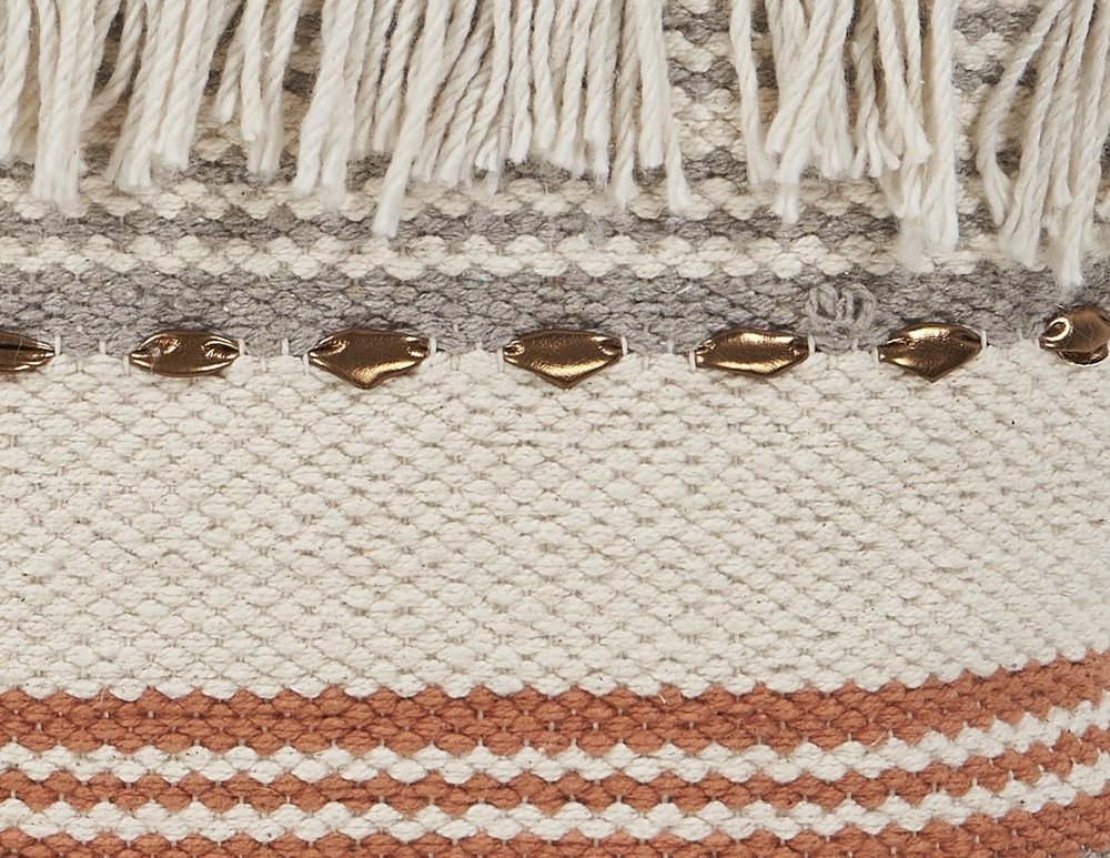 18" Beige and Red Throw Pillow with Fringe