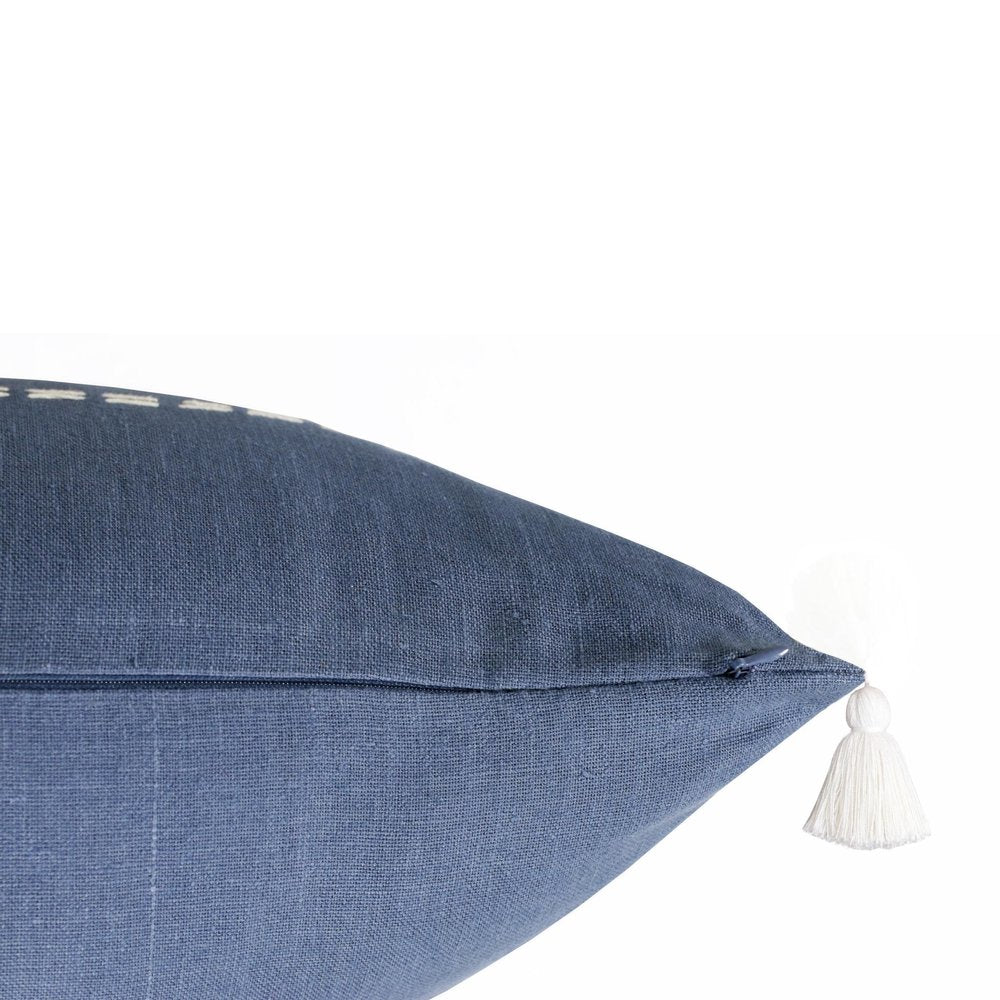 20" X 20" Navy Linen Striped Zippered Pillow