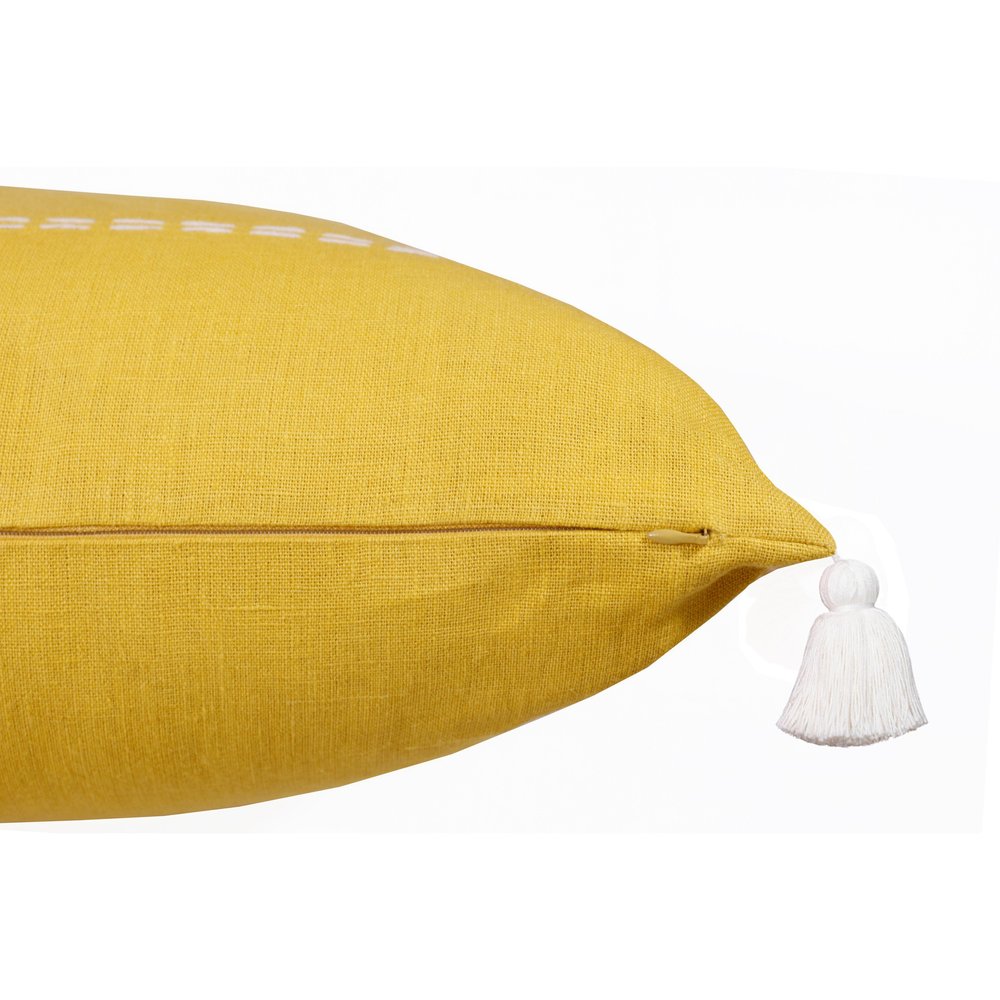 20" X 20" Mustard Linen Striped Zippered Pillow