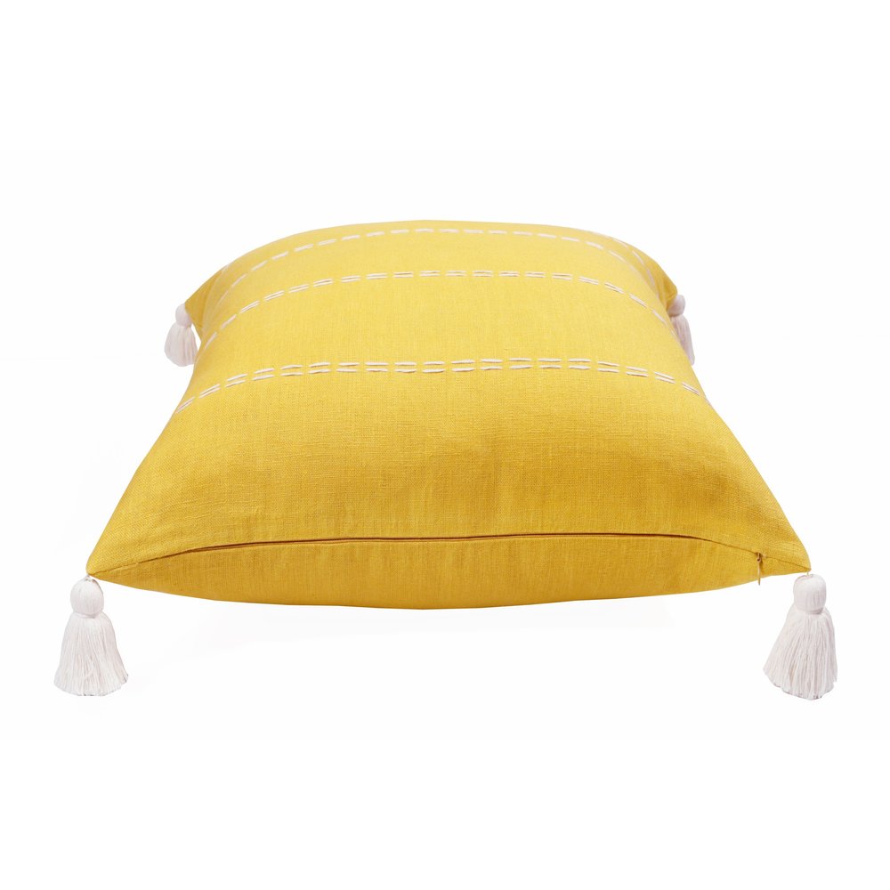 20" X 20" Mustard Linen Striped Zippered Pillow