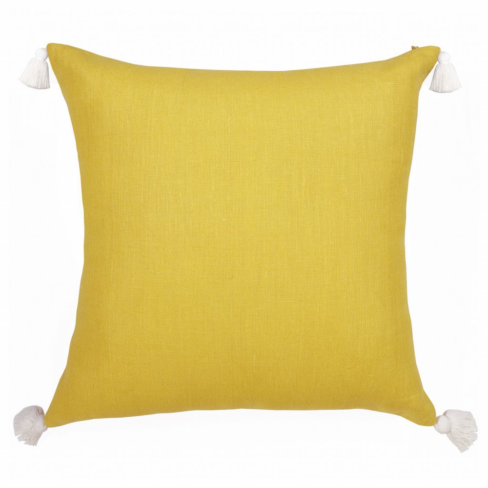 20" X 20" Mustard Linen Striped Zippered Pillow