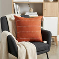 20" X 20" Rust Linen Striped Zippered Pillow