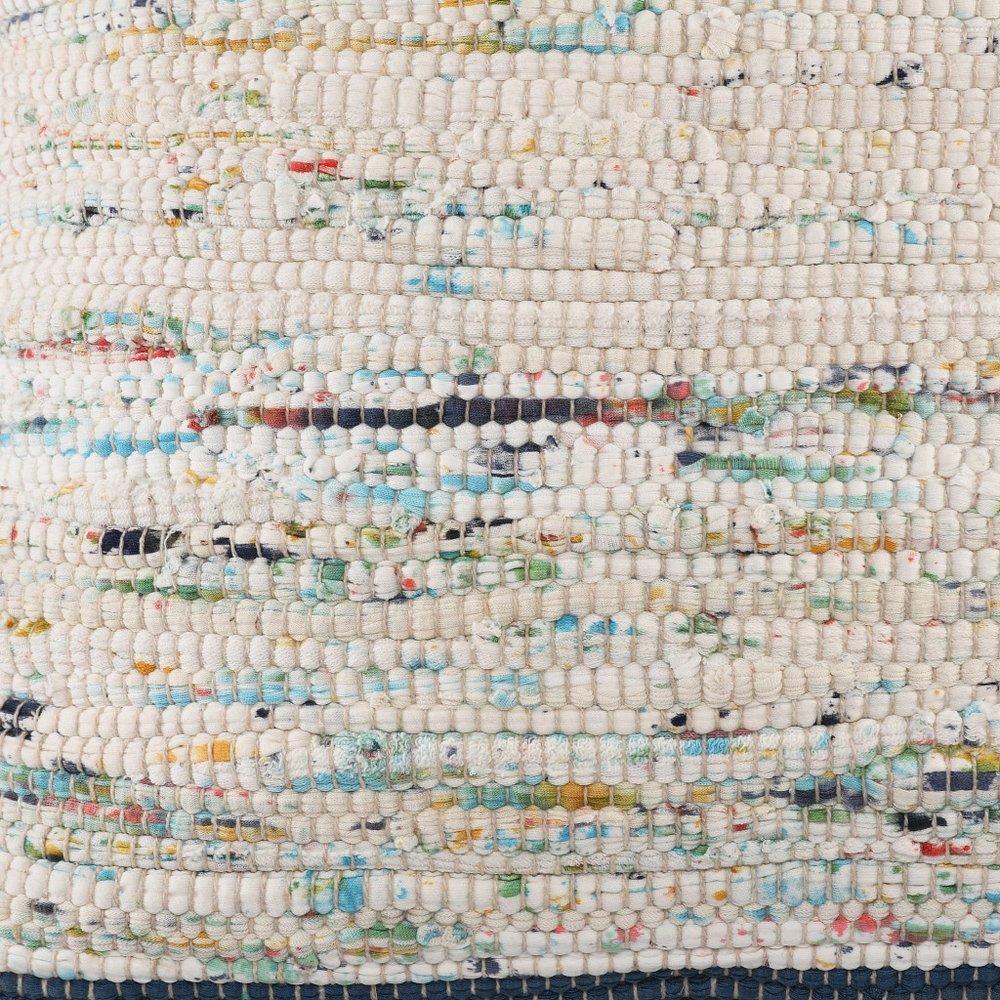 20" Blue And Off White Cotton Abstract Throw Pillow