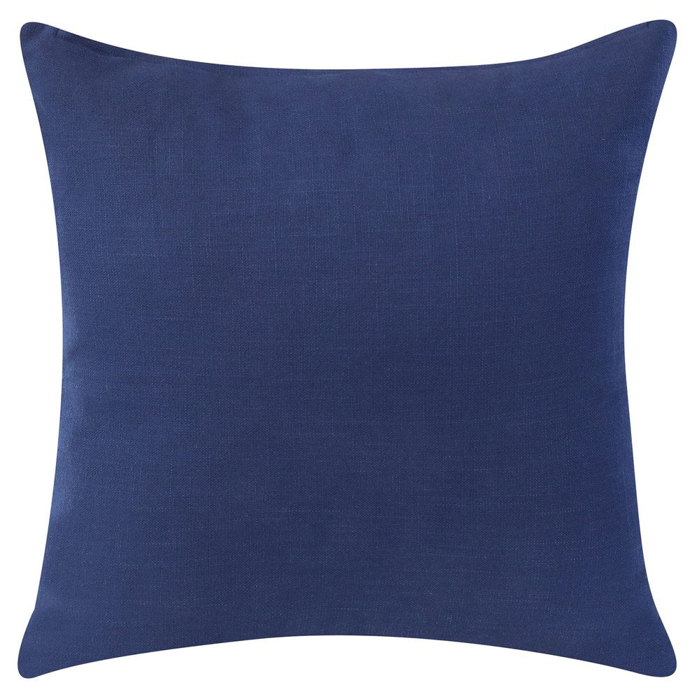 20" Navy Blue And Ivory Cotton Abstract Throw Pillow