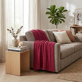 Red Knitted 100% Cotton Throw Blanket