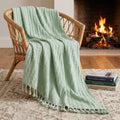 Aqua Knitted 100% Cotton Throw Blanket