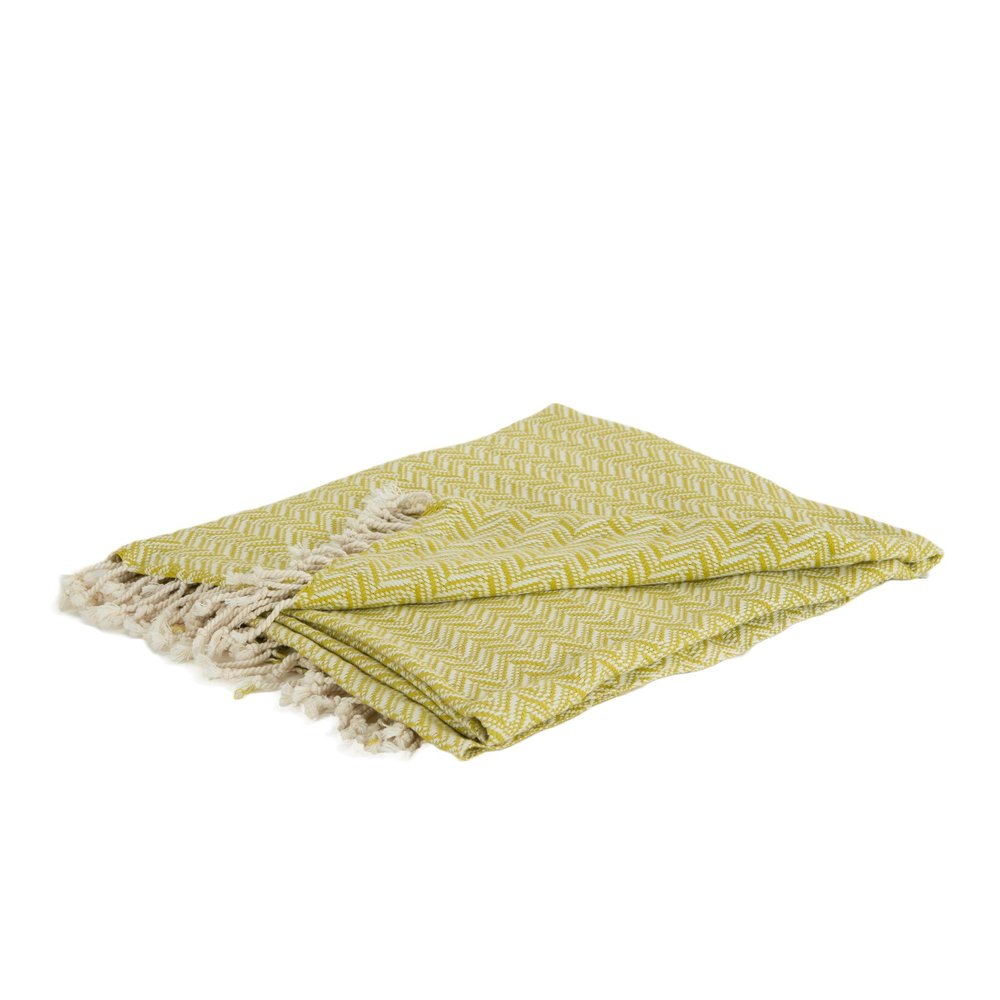 50" X 60" Green Cotton Woven Chevron Throw Blanket with Fringe