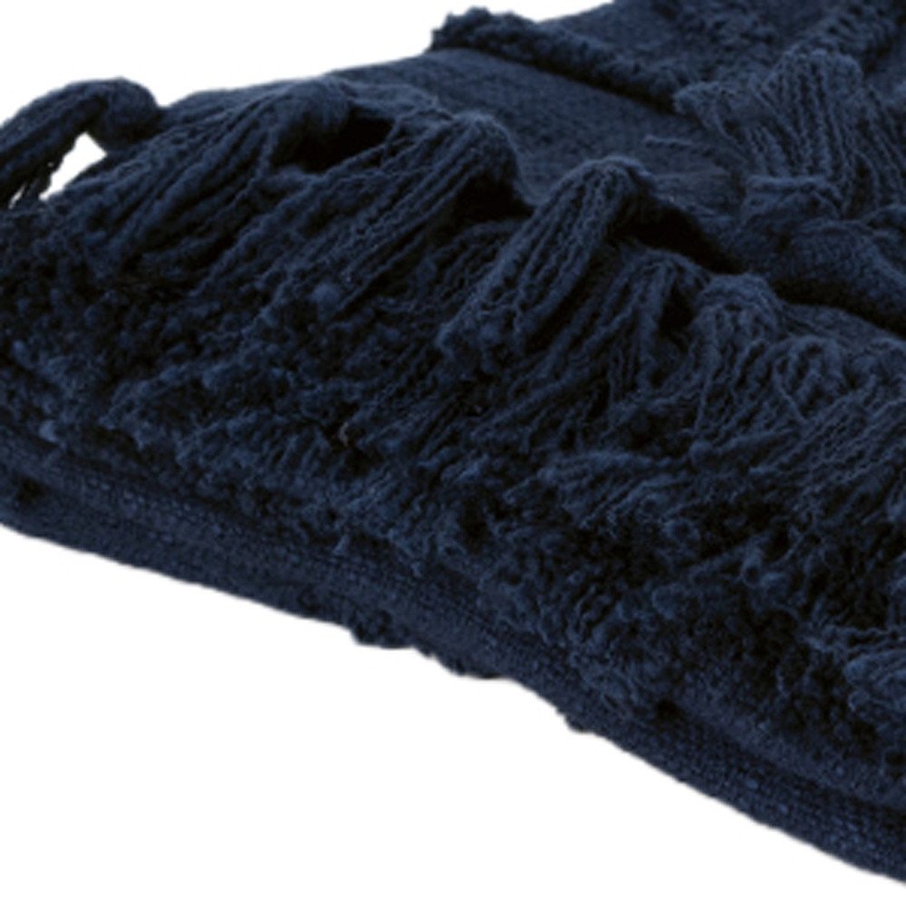 50" X 50" Blue Floral Cotton Woven Throw Blanket with Fringe