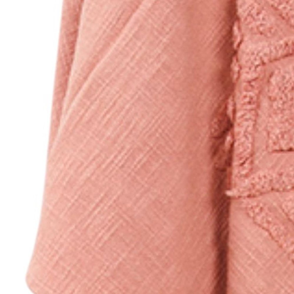 50" X 60" Coral Cotton Woven Ikat Throw Blanket with Tassels