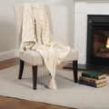 50" X 60" Natural Cotton Woven Geometric Throw Blanket with Tassels