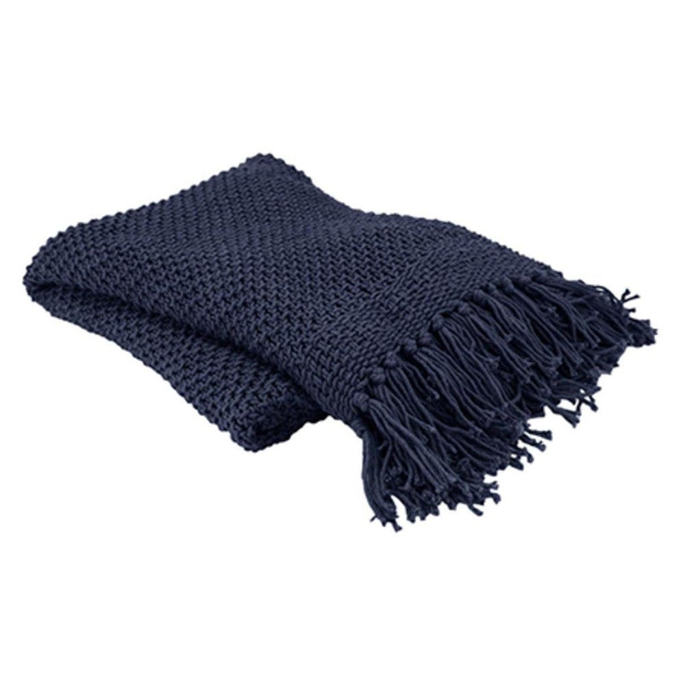 50" X 50" Indigo Woven Cotton Throw Blanket