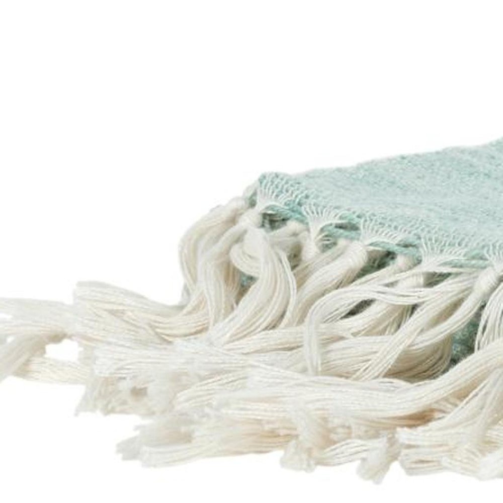 50" X 60" Aqua Woven Poly PET Abstract Stripe Throw Blanket with Tassels