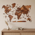 24" X 39" Brown and Tan Wood World Map Hanging Dimensional Sculpture