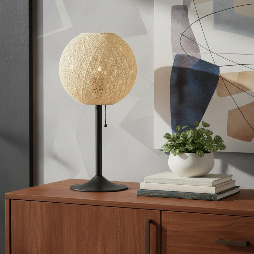 24" Antiqued Bronze Metal Candlestick Table Lamp With Off White Globe Shade