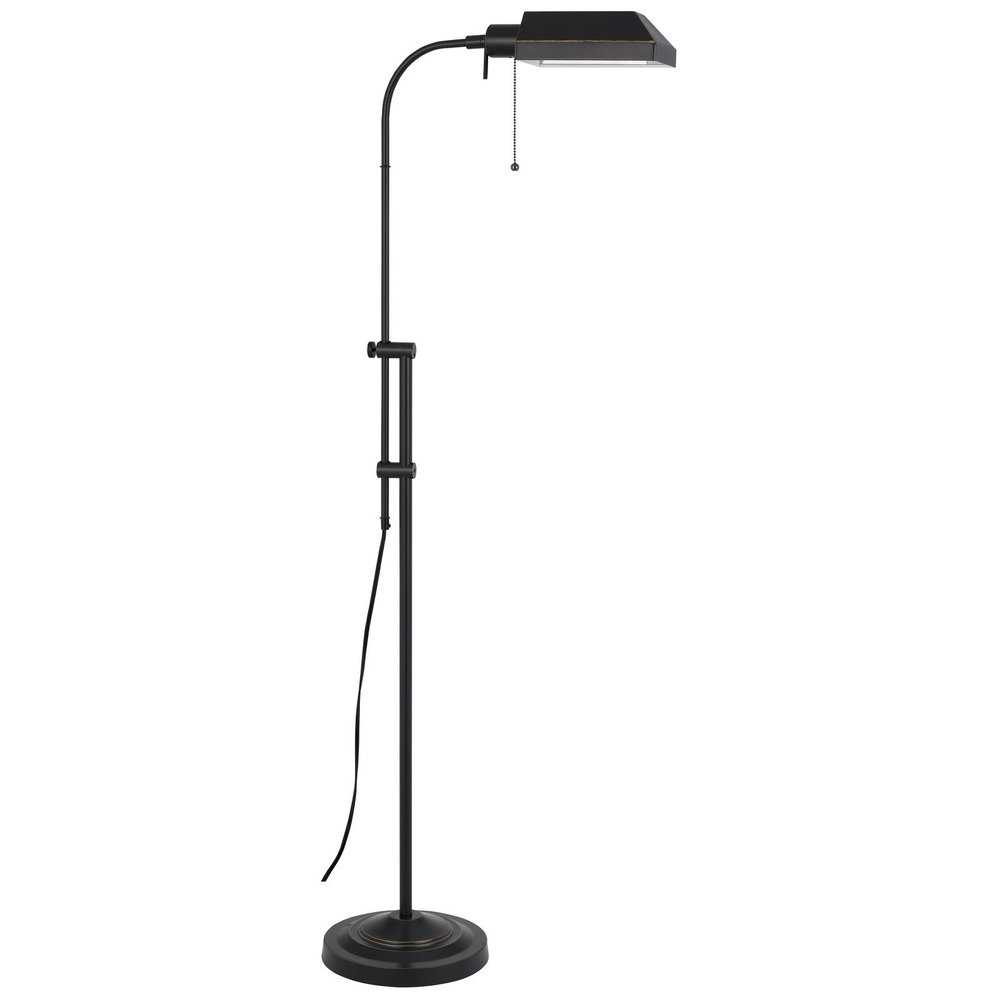 57" Bronze Metal Adjustable Floor Lamp With Bronze Metal Square Shade