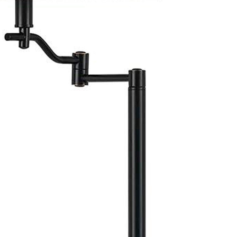 60" Bronze Swing Arm Floor Lamp With Beige Fabric Empire Shade