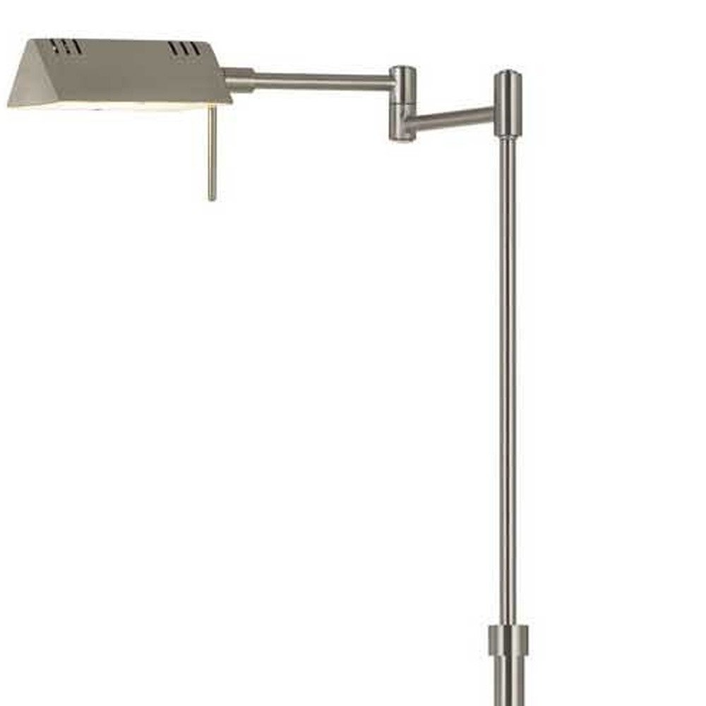 61" Nickel Metal Adjustable Swing Arm Floor Lamp With Gray Shade