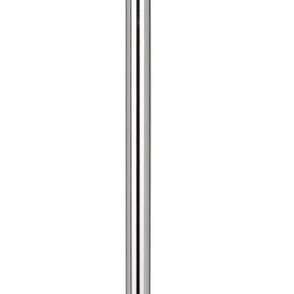 61" Chrome Tray Table Floor Lamp With White Square Shade