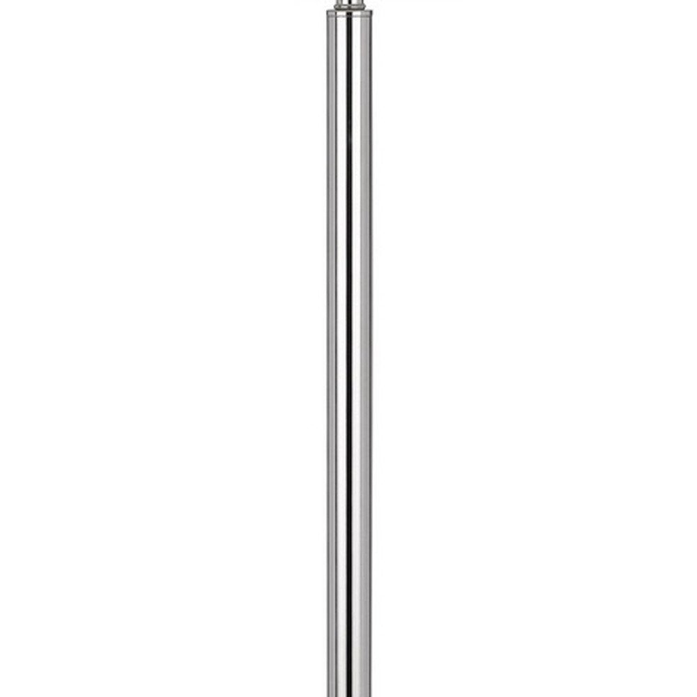 61" Chrome Tray Table Floor Lamp With White Square Shade