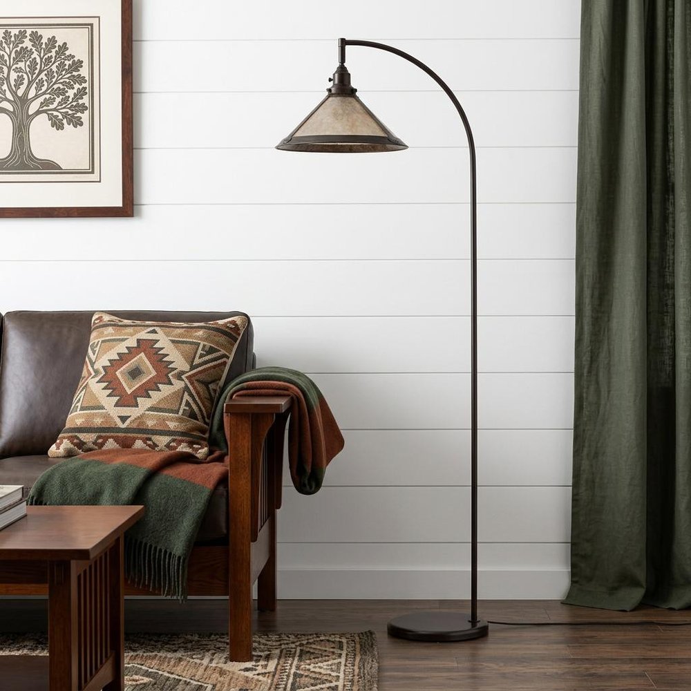 65" Bronze Traditional Shaped Floor Lamp With White Empire Shade