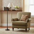 59" Bronze Swing Arm Floor Lamp With Beige Empire Shade