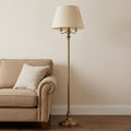 60" Bronze Four Light Traditional Shaped Floor Lamp With Beige Square Shade