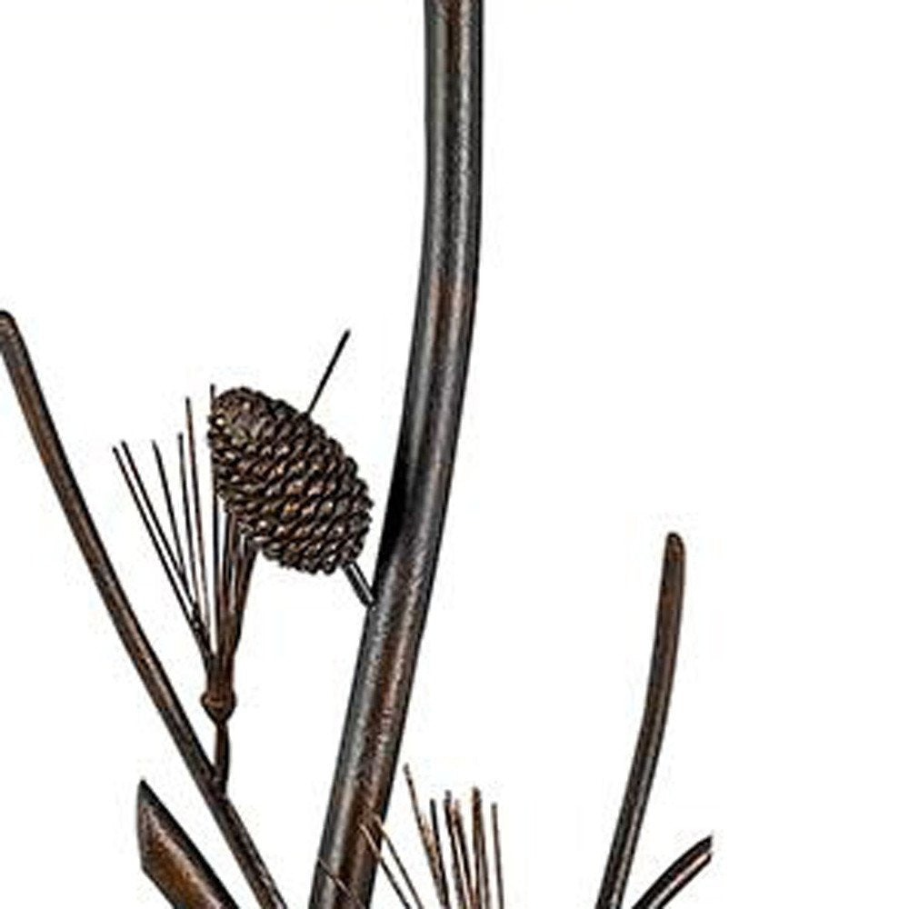 60" Rust Metal Floor Lamp With Brown Fabric Empire Shade