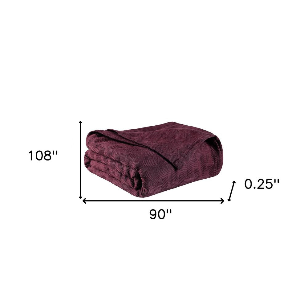 King Plum Cotton Basketweave Geometric Blanket