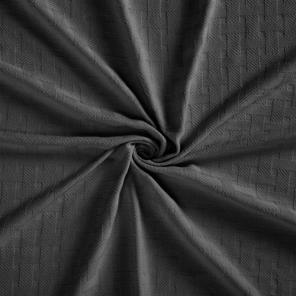 50" X 60" Charcoal Cotton Basketweave Geometric Throw Blanket