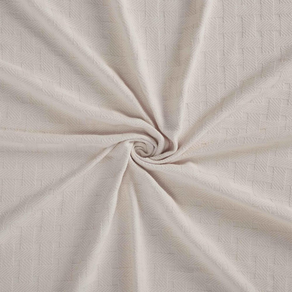 50" X 60" Ivory Cotton Basketweave Geometric Throw Blanket
