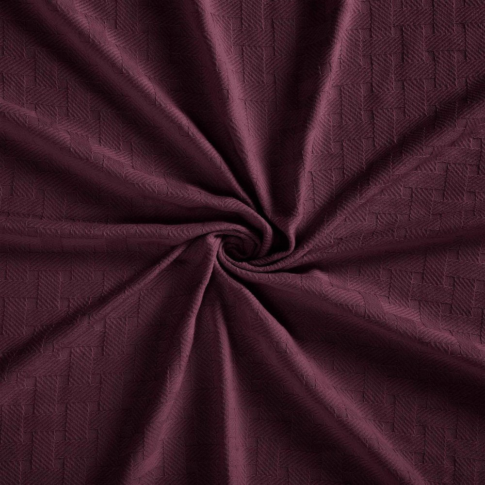50" X 60" Plum Cotton Basketweave Geometric Throw Blanket