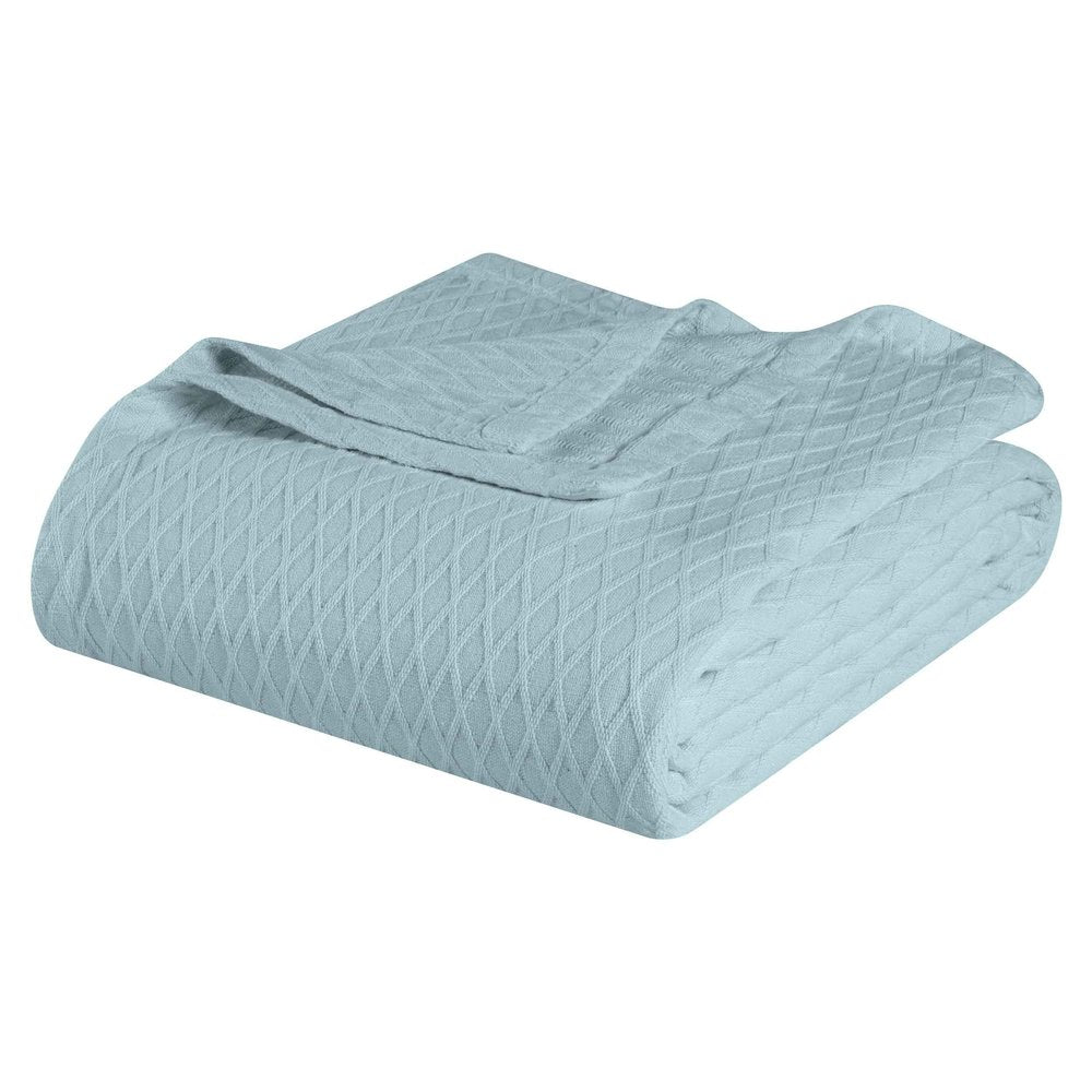 California King Aqua Cotton Geometric Blanket