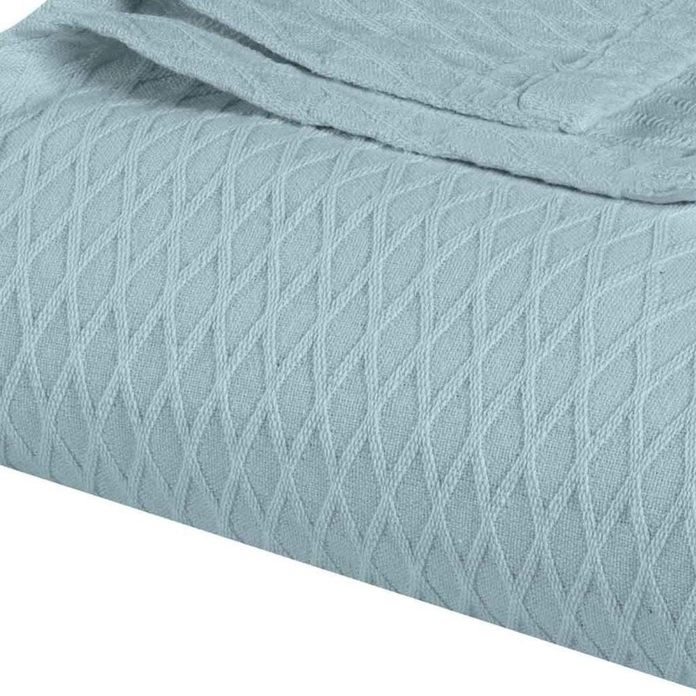 California King Aqua Cotton Geometric Blanket
