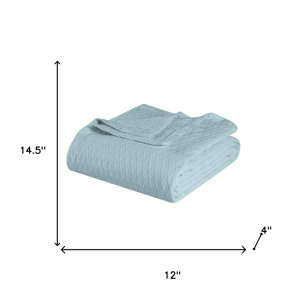 California King Aqua Cotton Geometric Blanket