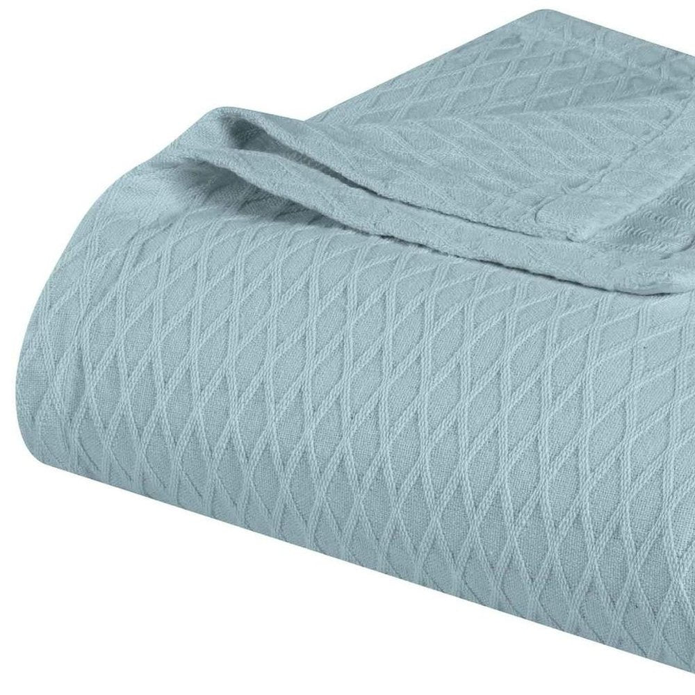 California King Aqua Cotton Geometric Blanket