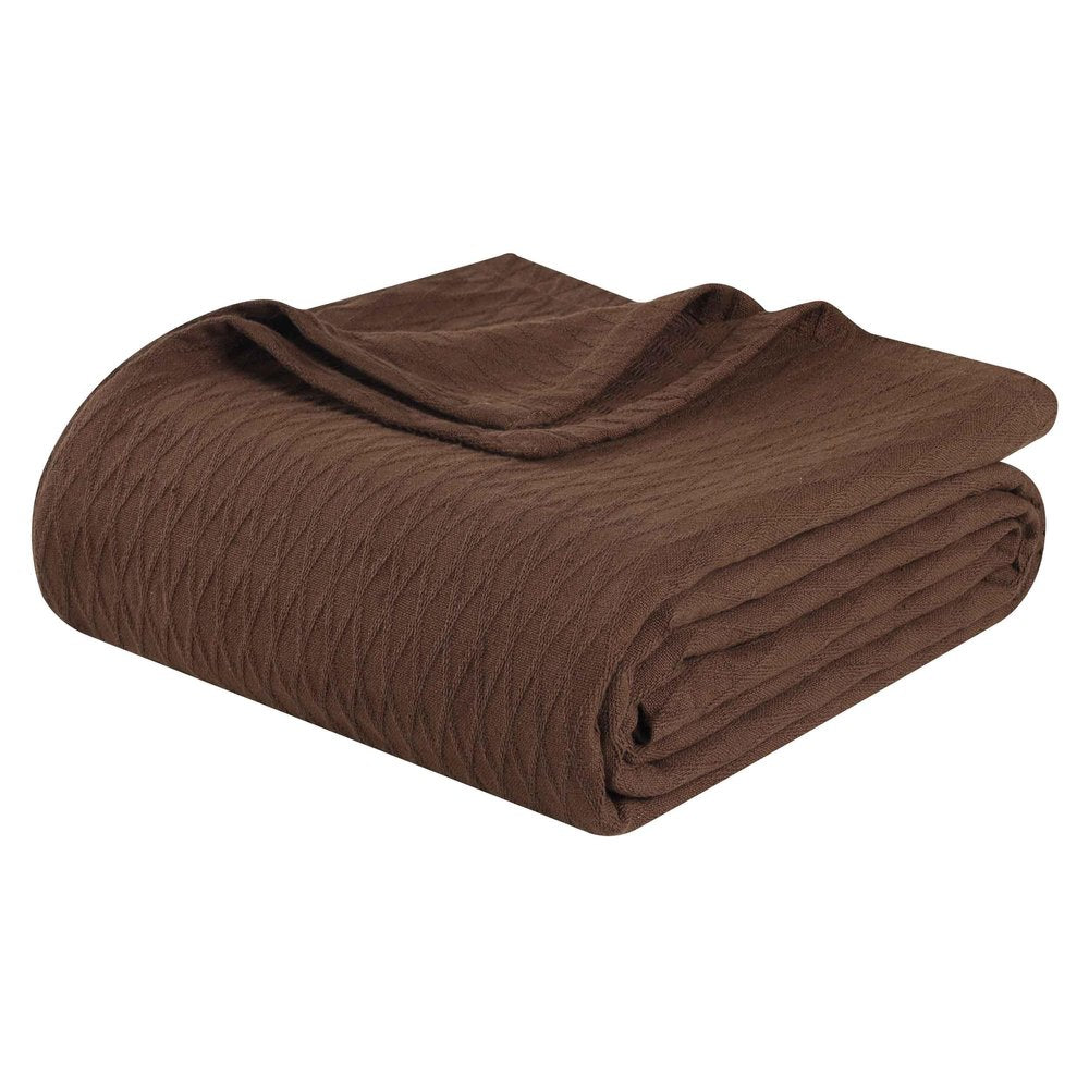 King Chocolate Cotton Geometric Blanket