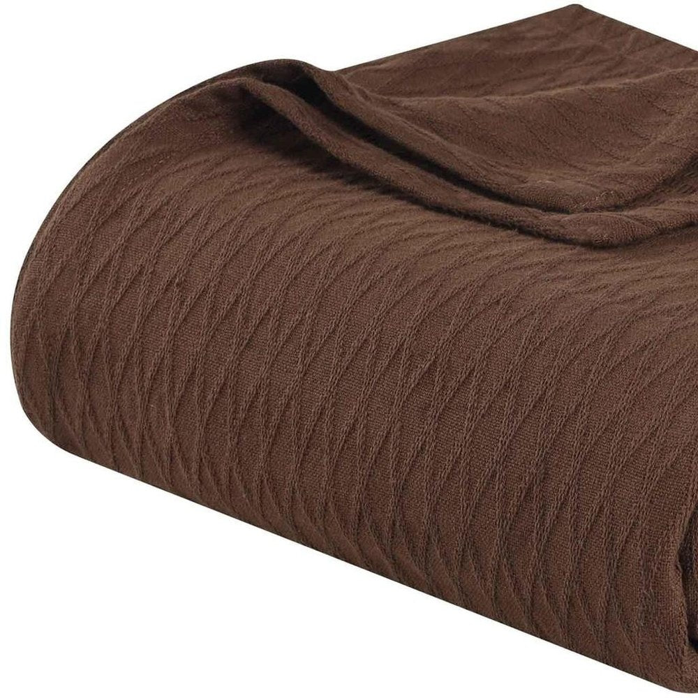 King Chocolate Cotton Geometric Blanket