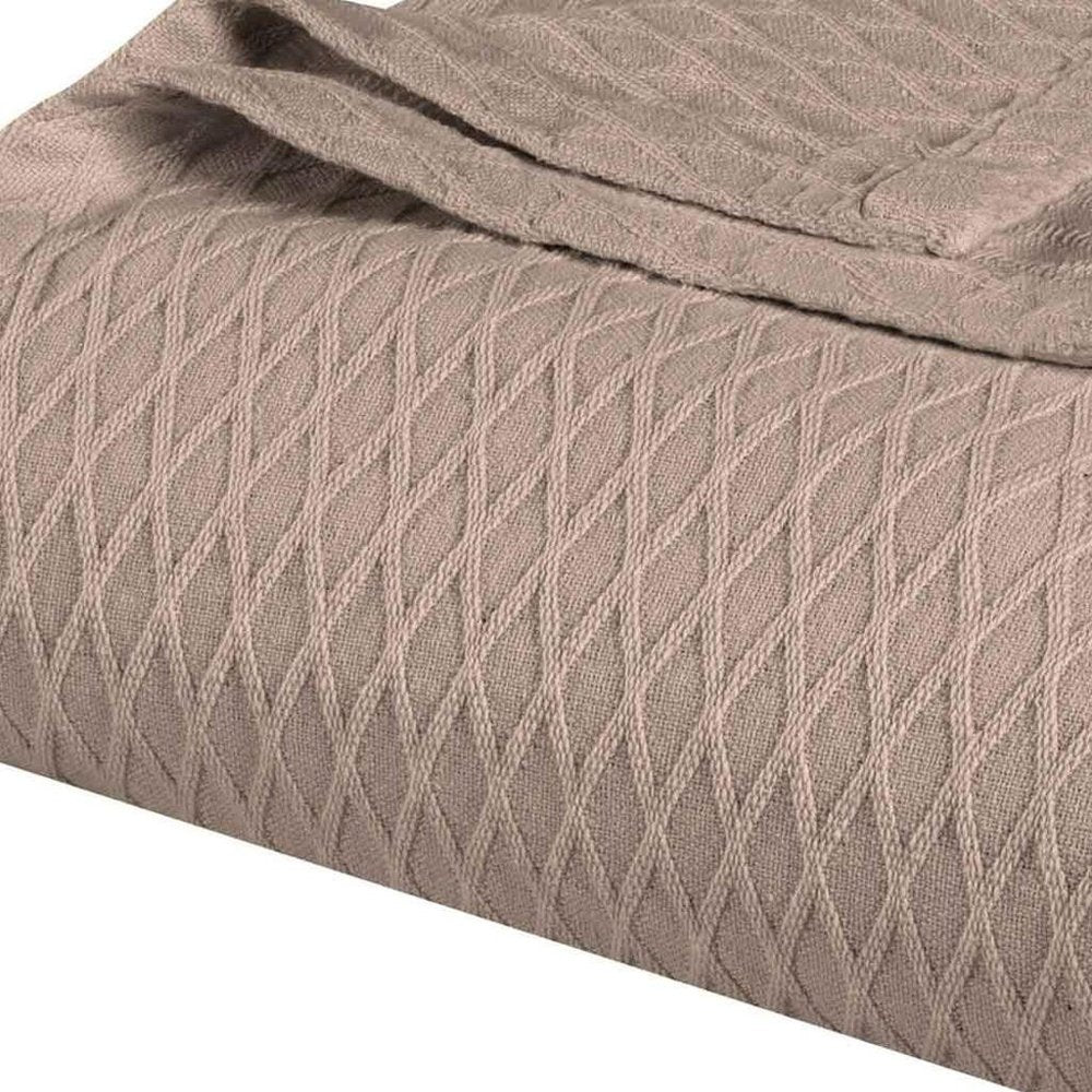 10" X 9" Khaki Cotton Geometric Throw Blanket