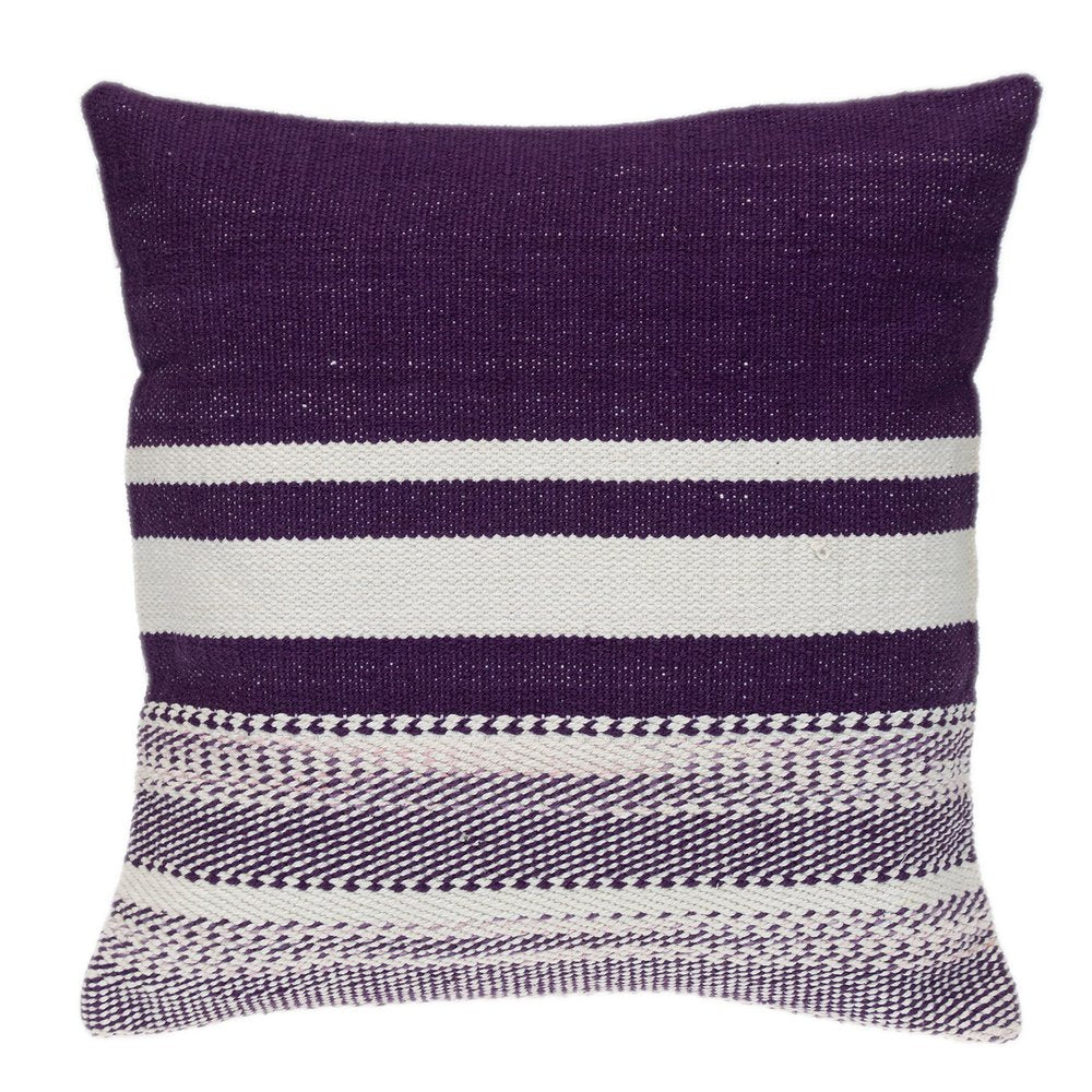18" Purple and White Cotton Throw Pillow