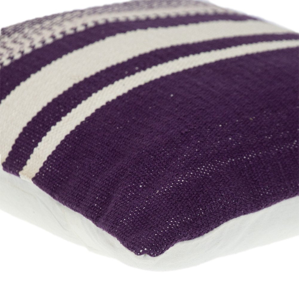 18" Purple and White Cotton Throw Pillow