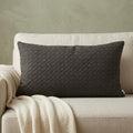 14" X 26" Dark Gray Cotton Lumbar Throw Pillow with Texture