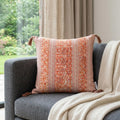 18" Pink and Orange Cotton Throw Pillow with Tassels