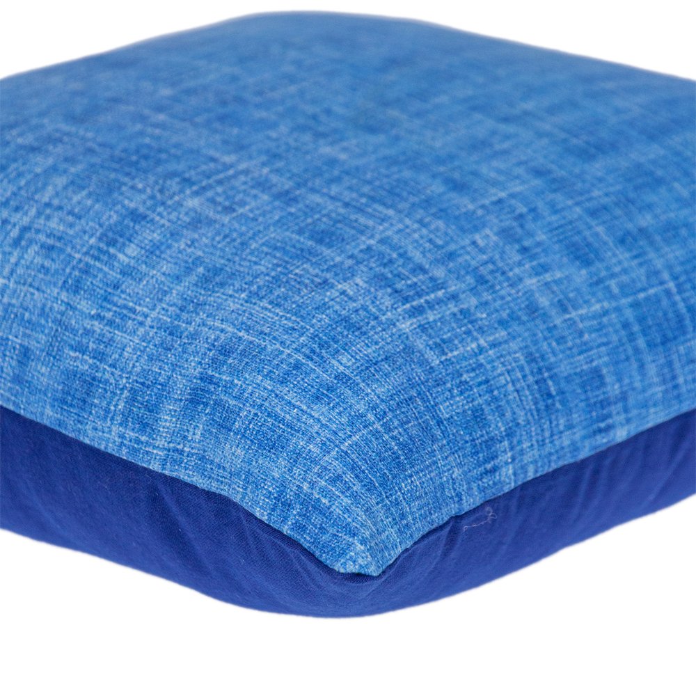 18" Blue Cotton Throw Pillow