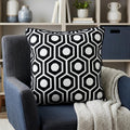 20" Black and White Geometric Cotton Throw Pillow