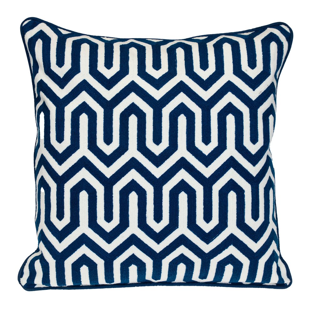 20" Blue Geometric Cotton Throw Pillow